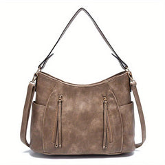 Large Capacity Tote Hobo Bag PU Leather Textured Shoulder Bag