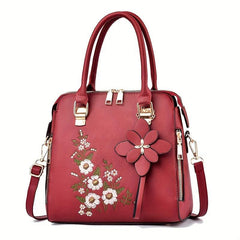 Women's Flower Embroidered Tote Bag Shoulder Bag