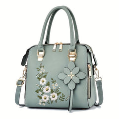 Women's Flower Embroidered Tote Bag Shoulder Bag