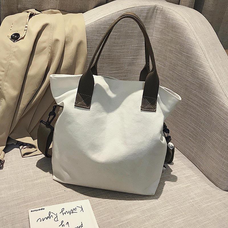 Canvas Handbag Casual Solid Shoulder Bag For School
