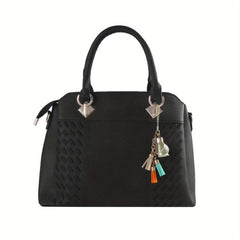 Double Handle Crossbody Bag with Removable Strap & Zipper Pocket