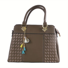 Double Handle Crossbody Bag with Removable Strap & Zipper Pocket