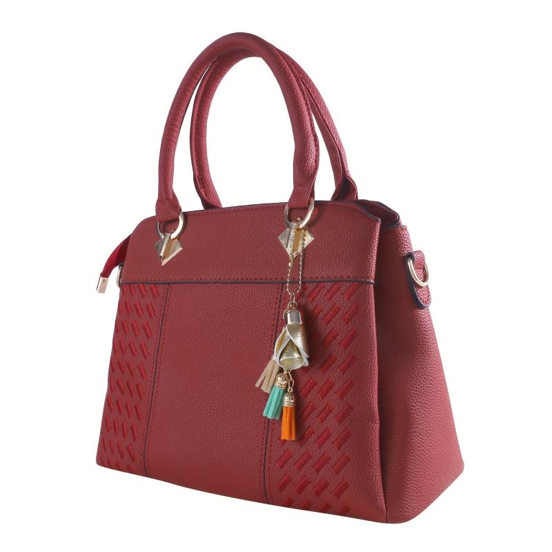 Double Handle Crossbody Bag with Removable Strap & Zipper Pocket
