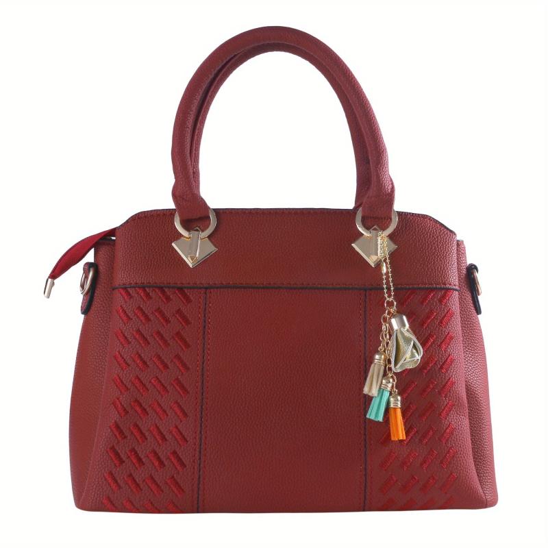 Double Handle Crossbody Bag with Removable Strap & Zipper Pocket