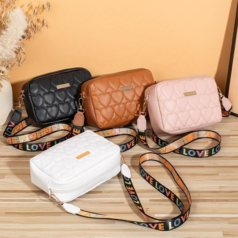 Quilted Crossbody Bag Solid PU Leather Shoulder Bag Women's Stylish Handbag
