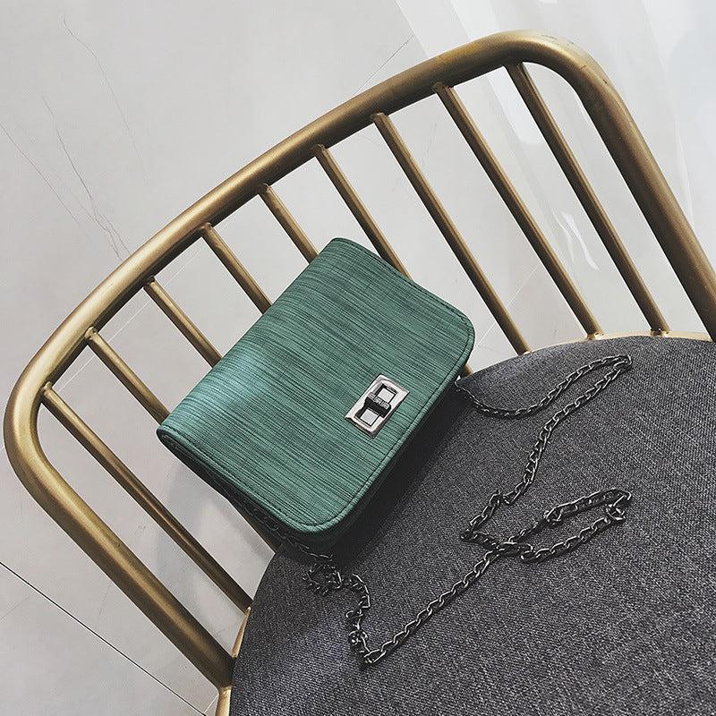 Rotating Lock Chain Mini Baguette Bag