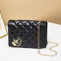 Quilted Chain Crossbody Bag Square Shoulder Bag Women's Faux Leather Flap Purse
