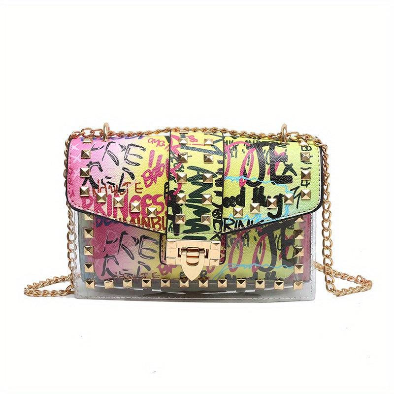 Studded Allover Print Versatile Shoulder Bag