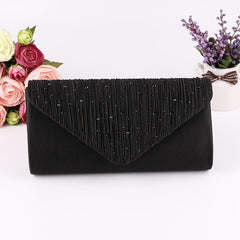 Rhinestone Ruched Evening Bag Women's Clutch Purse For Prom Party