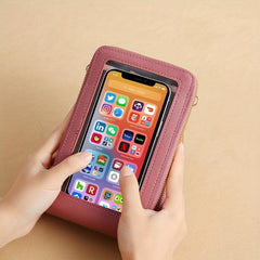 Mini Crossbody Bag Wallet Touch Screen Mobile Phone Bag Zipper Coin Purse