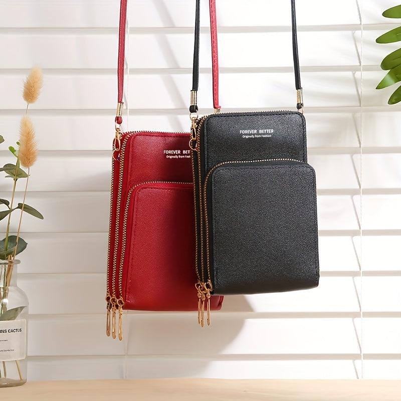 Mini Crossbody Bag Wallet Touch Screen Mobile Phone Bag Zipper Coin Purse