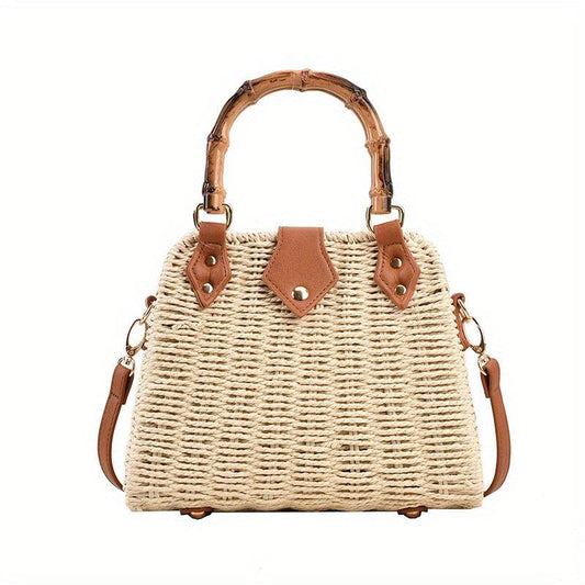 Boho Straw Crossbody Bag for Women