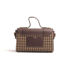 Houndstooth Square Crossbody Bag Top Handle Purse