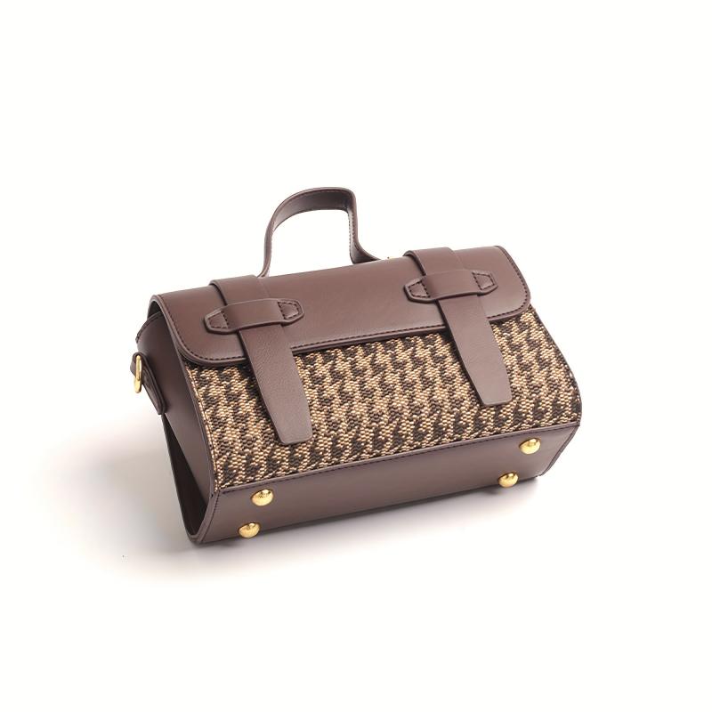 Houndstooth Square Crossbody Bag Top Handle Purse