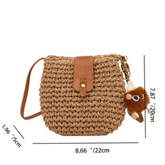 Summer Straw Crossbody Bag Boho Style Woven Beach Bag Shoulder Purse