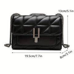 Quilted Detail Square Flap Shoulder Bag Chain Bag