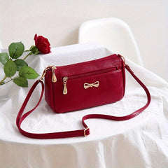 Crossbody Bag Solid Casual PU Leather Shoulder Bag Women's Handbag