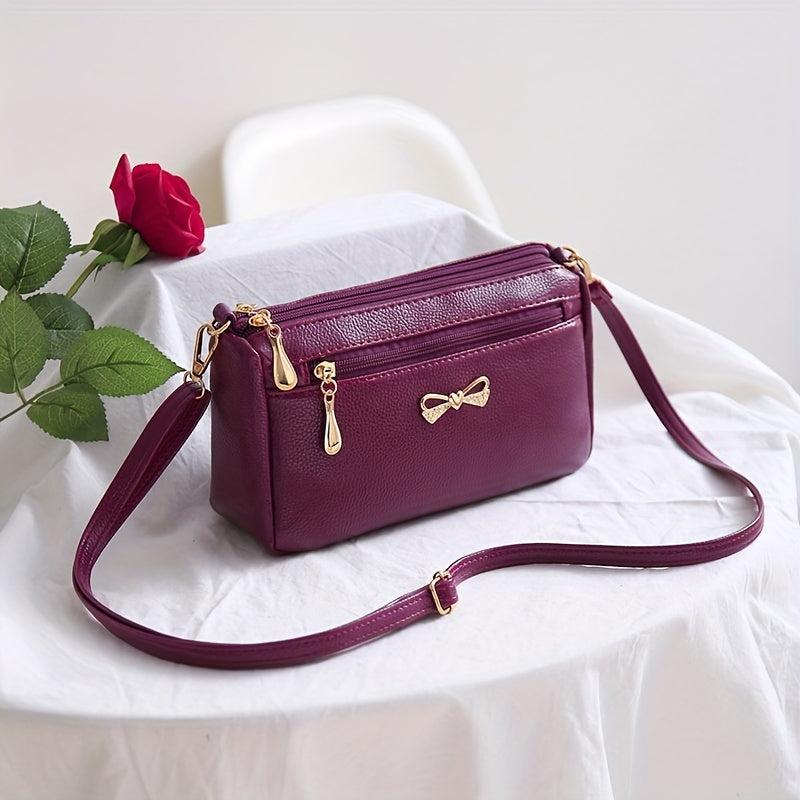 Crossbody Bag Solid Casual PU Leather Shoulder Bag Women's Handbag