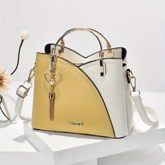 Colorblock Handbags Tassel Crossbody Bag Women's Satchel Purse