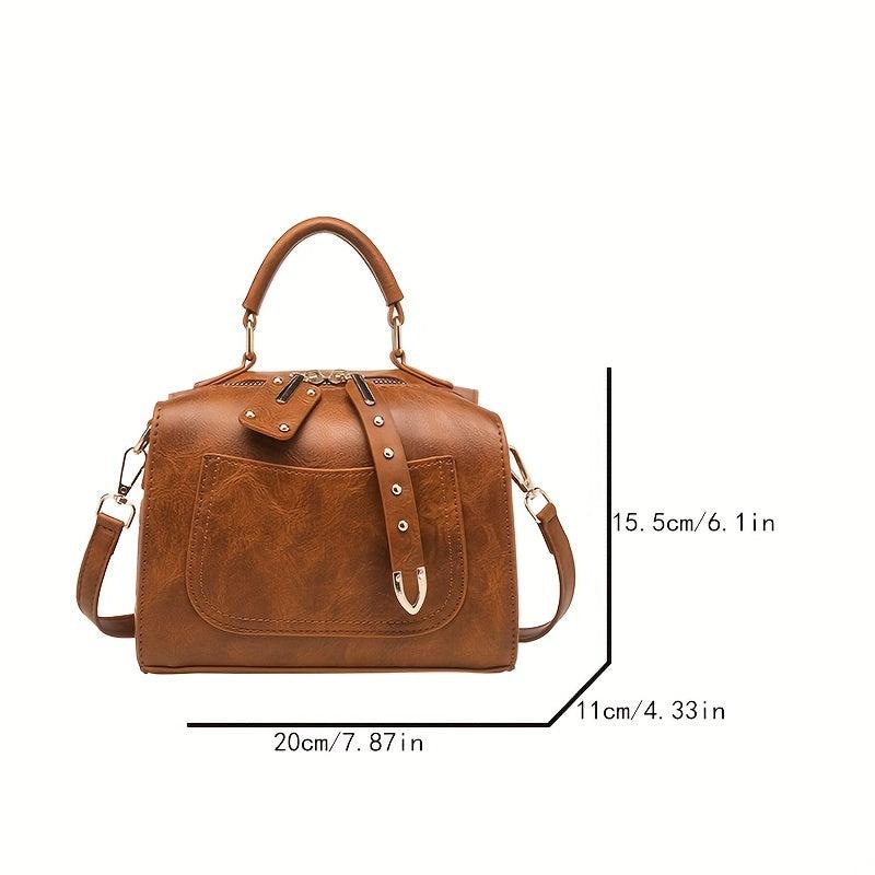 Vintage Crossbody Bag Retro PU Leather Satchel Handbag & Purse