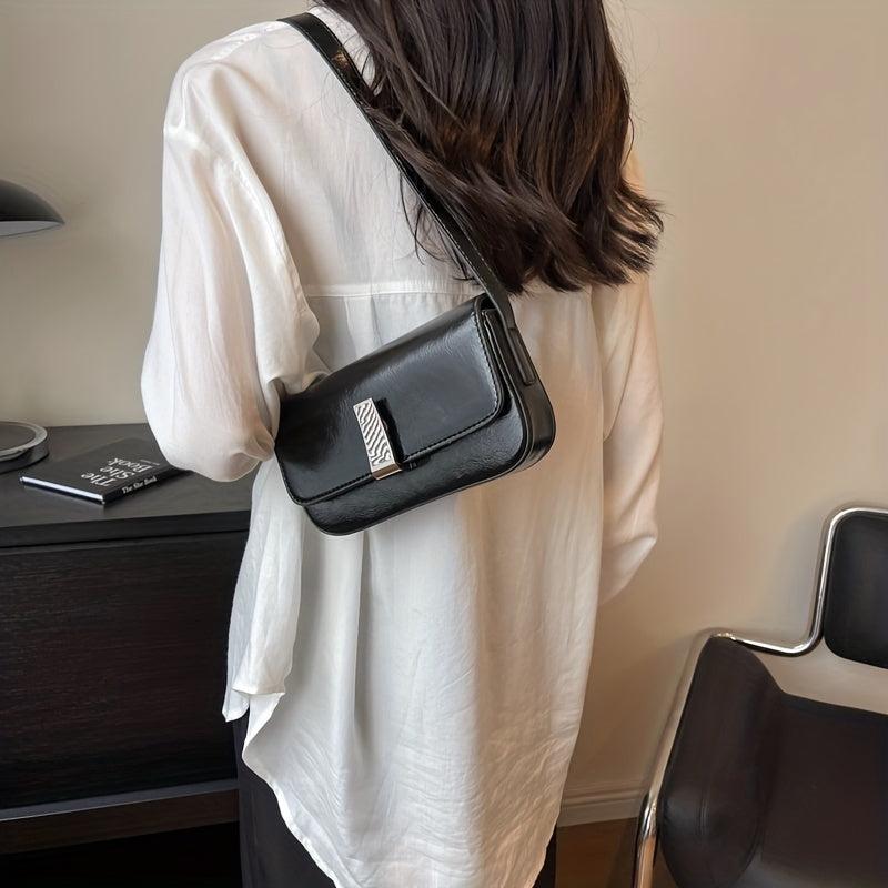 Metal Decor Shoulder Purse Square Handbag for Women