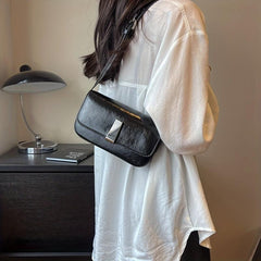 Metal Decor Shoulder Purse Square Handbag for Women
