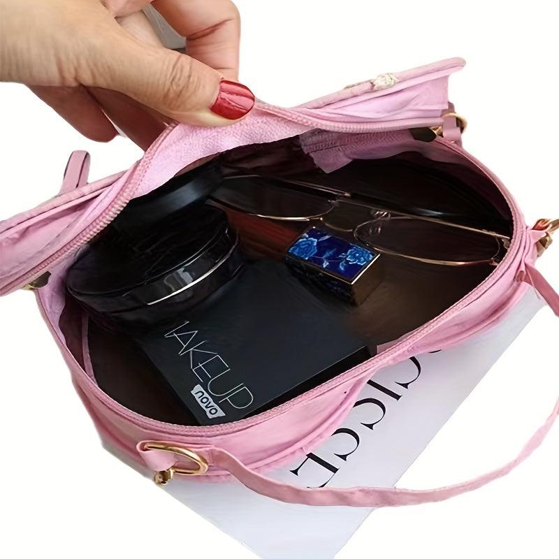 Flower Pattern Heart Shape Shoulder Bag Chain Strap Stylish Crossbody Bag