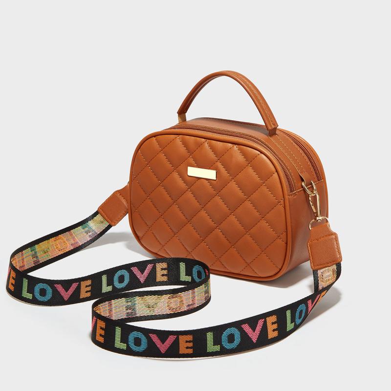 Argyle Quilted Crossbody Bag with Letter Strap