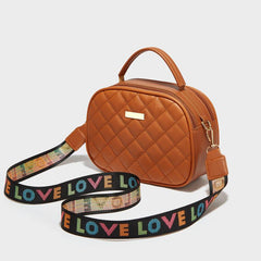 Argyle Quilted Crossbody Bag with Letter Strap