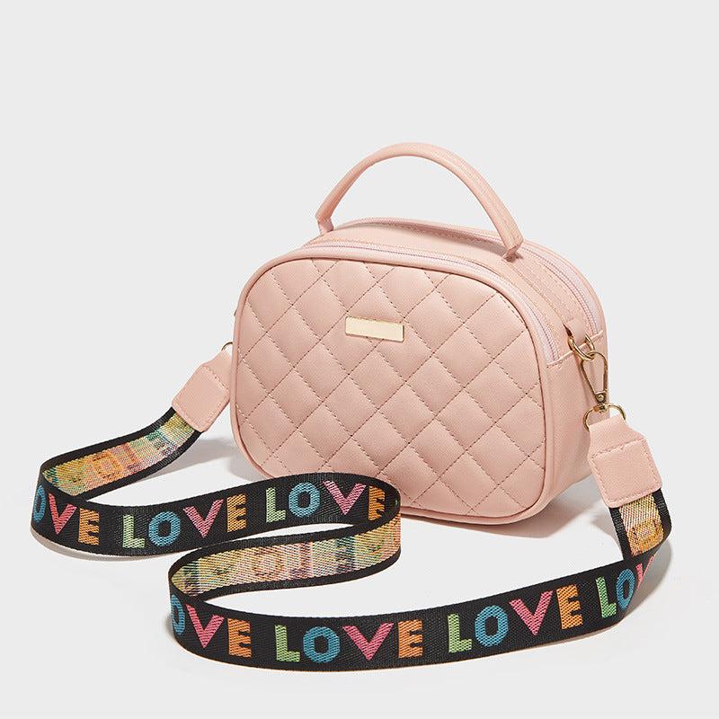 Argyle Quilted Crossbody Bag with Letter Strap