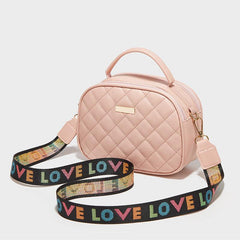 Argyle Quilted Crossbody Bag with Letter Strap