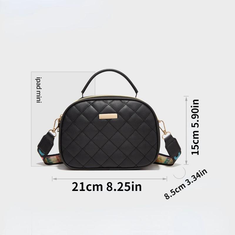 Argyle Quilted Crossbody Bag with Letter Strap