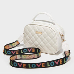 Argyle Quilted Crossbody Bag with Letter Strap