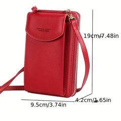 Minimalist Solid Shoulder Bag Phone Storage Crossbody Bag Women's Purse