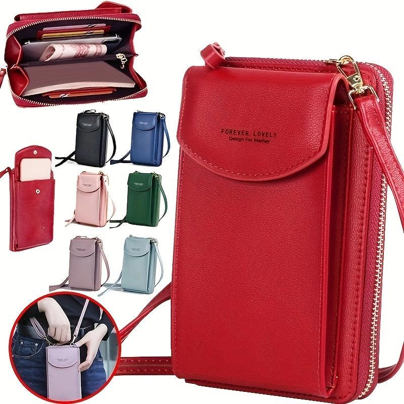 Minimalist Solid Shoulder Bag Phone Storage Crossbody Bag Women's Purse