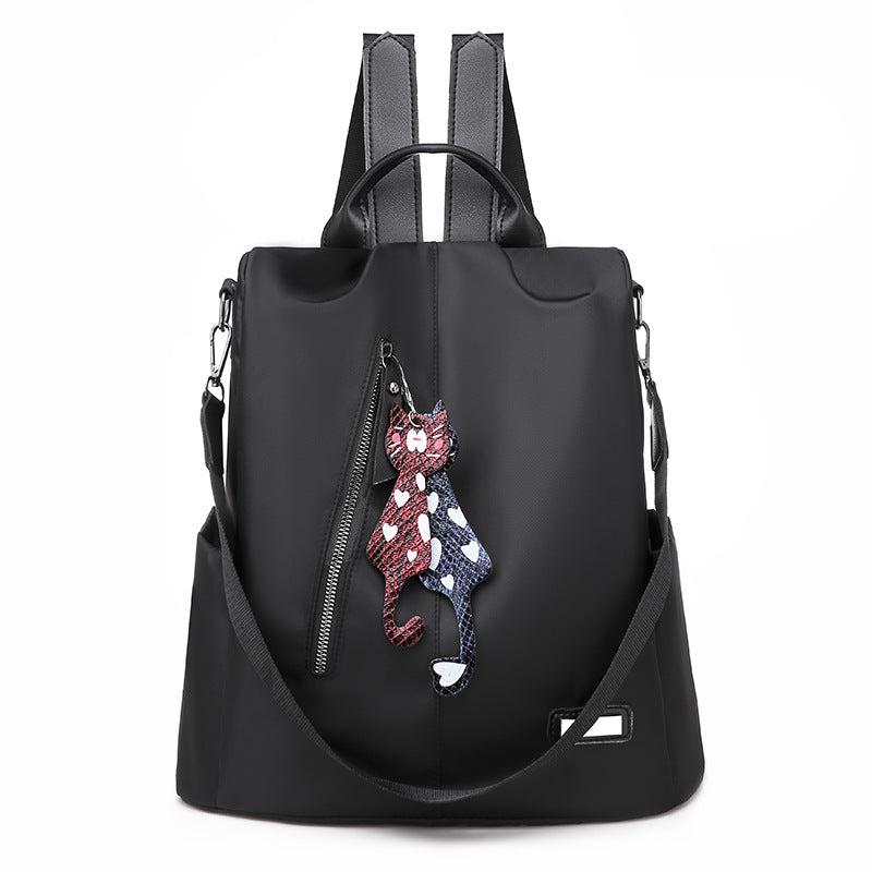 Anti Theft Cat Pendant Preppy Backpack Lightweight School Campus Daypack