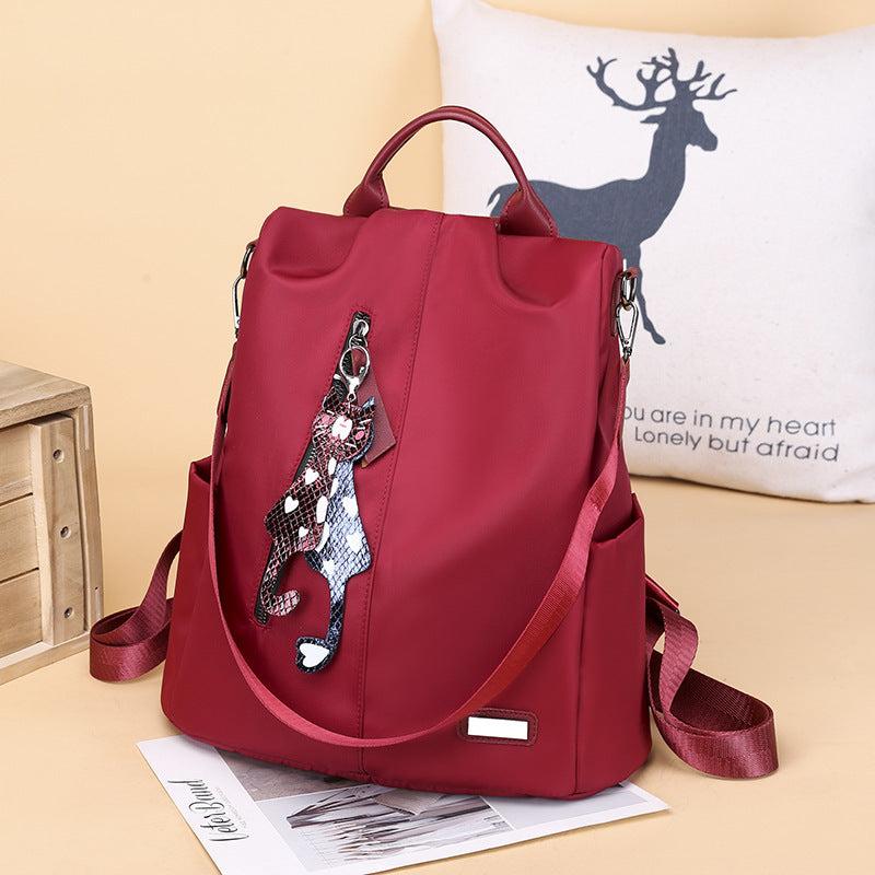 Anti Theft Cat Pendant Preppy Backpack Lightweight School Campus Daypack