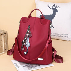 Anti Theft Cat Pendant Preppy Backpack Lightweight School Campus Daypack