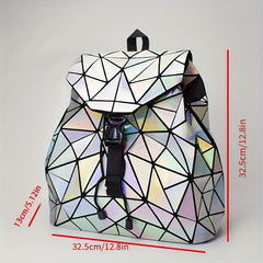 Geometric Luminous Backpack Holographic Reflective Bag