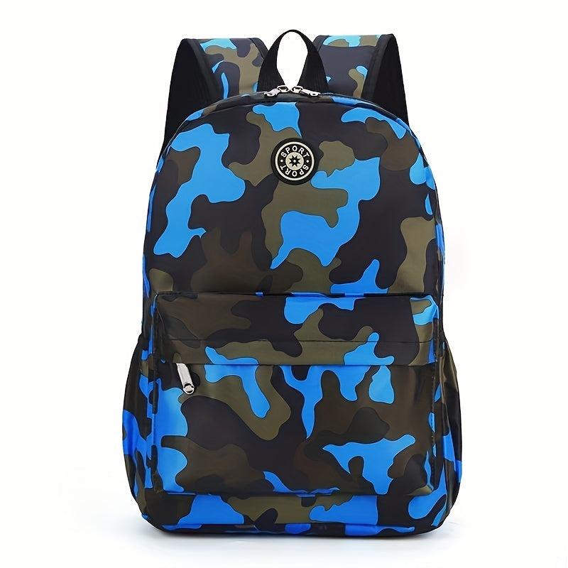 Camouflage Pattern Zipper Backpack Stylish Book Bag Preppy Backpack