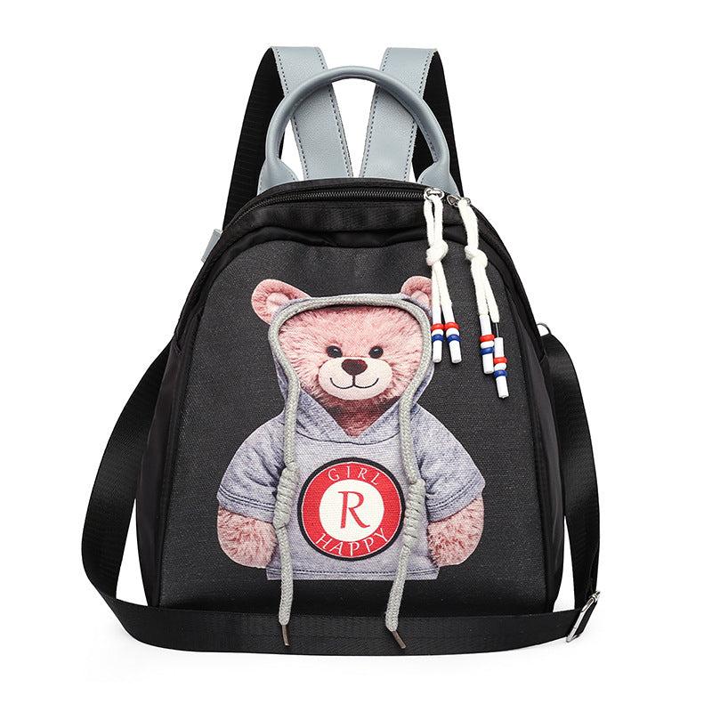 Bear Pattern Backpack Purse Two way Shoulder Bag Faux Leather Daypack