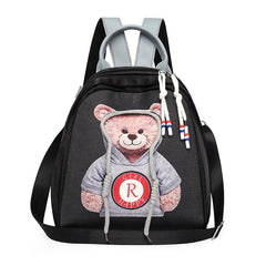 Bear Pattern Backpack Purse Two way Shoulder Bag Faux Leather Daypack