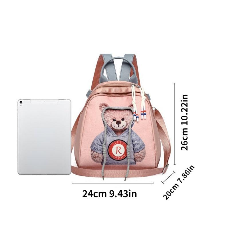 Bear Pattern Backpack Purse Two way Shoulder Bag Faux Leather Daypack