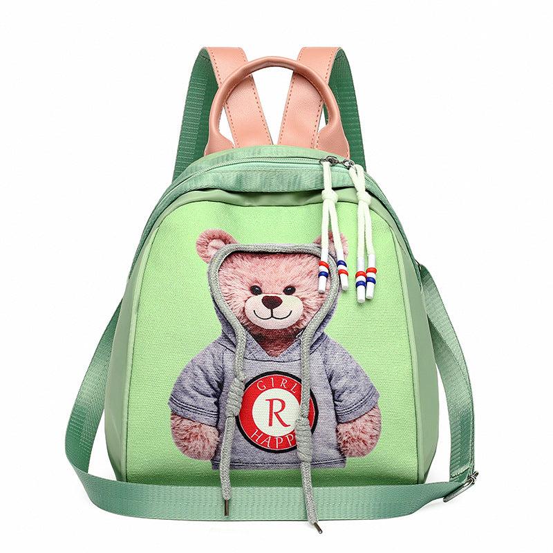 Bear Pattern Backpack Purse Two way Shoulder Bag Faux Leather Daypack