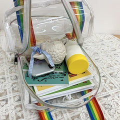 Transparent Zipper Backpack with Rainbow Straps