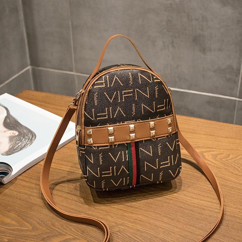 Studded Decor Mini Zipper Backpack