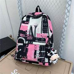 Casual Graffiti Pattern Backpack Lightweight Zipper Rucksack