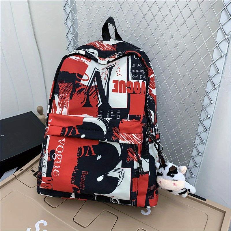 Casual Graffiti Pattern Backpack Lightweight Zipper Rucksack