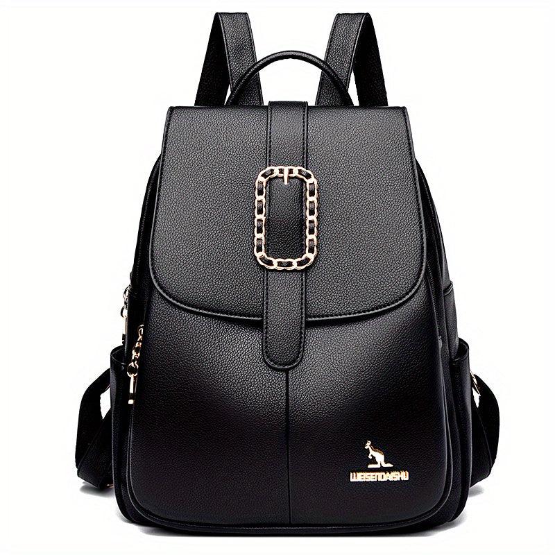 Metal Decor Flap Backpack Large Capacity Daypack