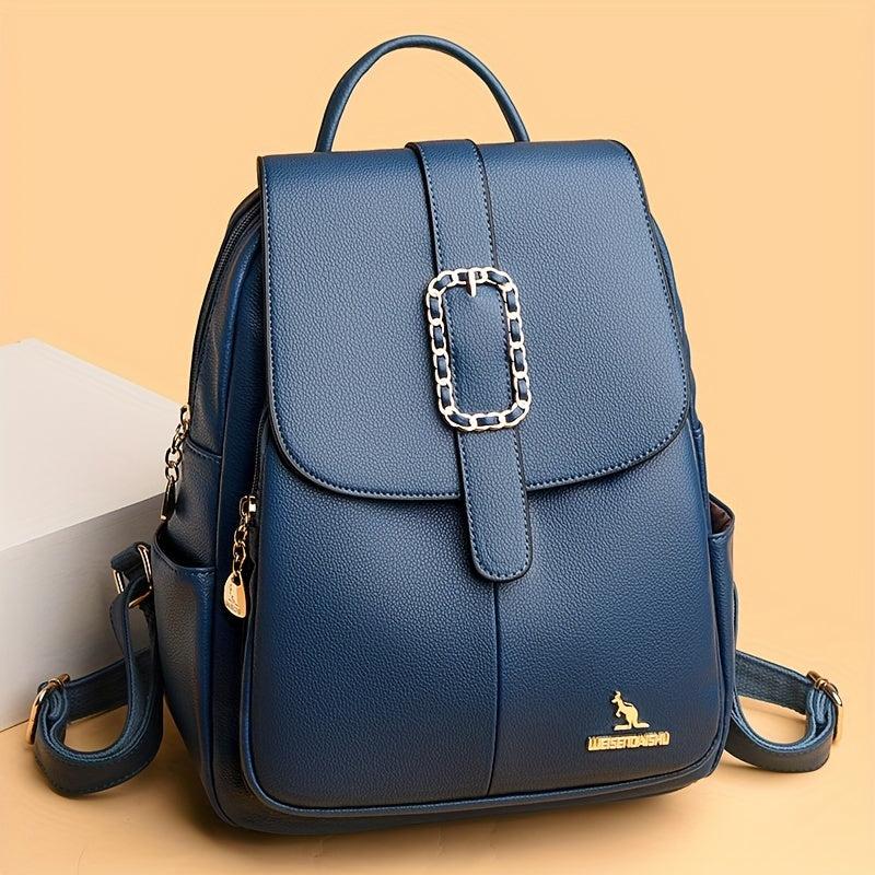 Metal Decor Flap Backpack Large Capacity Daypack